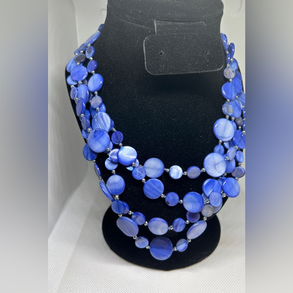 Purple glass like, round beaded layered necklace